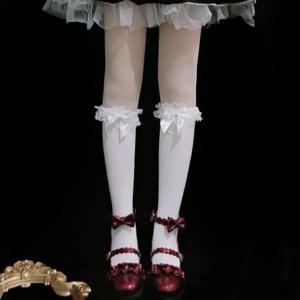 로리타 레이스 JK 스타킹 보우 매듭 로리타 양말 여성 긴 양말 로리타 소프트 자매 Jk 유니폼 무릎 양말 학생 귀여운 JK 양말