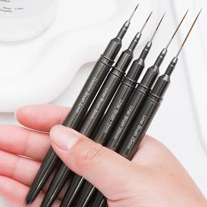 전문 네일 라이너 DIY 드로잉 페인팅 플라워 라인 스트라이프 펜, 4mm, 8mm, 12mm, 20mm, 25mm, 금속 손잡이, 네일 아트 브러시 세트, 5 개
