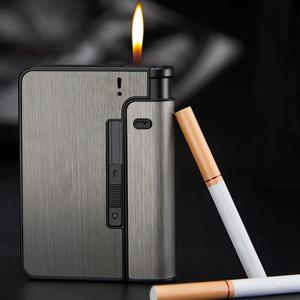 휴대용 자동 담배 케이스 금속 담배 홀더 상자 10pcs 킹 사이즈 담배 라이터 남자 아빠를위한 선물은 포함되지 않습니다