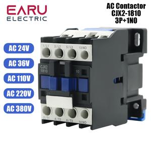 CJX2-1810 LC1 AC 접촉기 18A 3상 3극 NO 코일 전압 380V 220V 110V 36V 24V 50/60Hz Din 레일 장착 3P+1NO 정상 개방