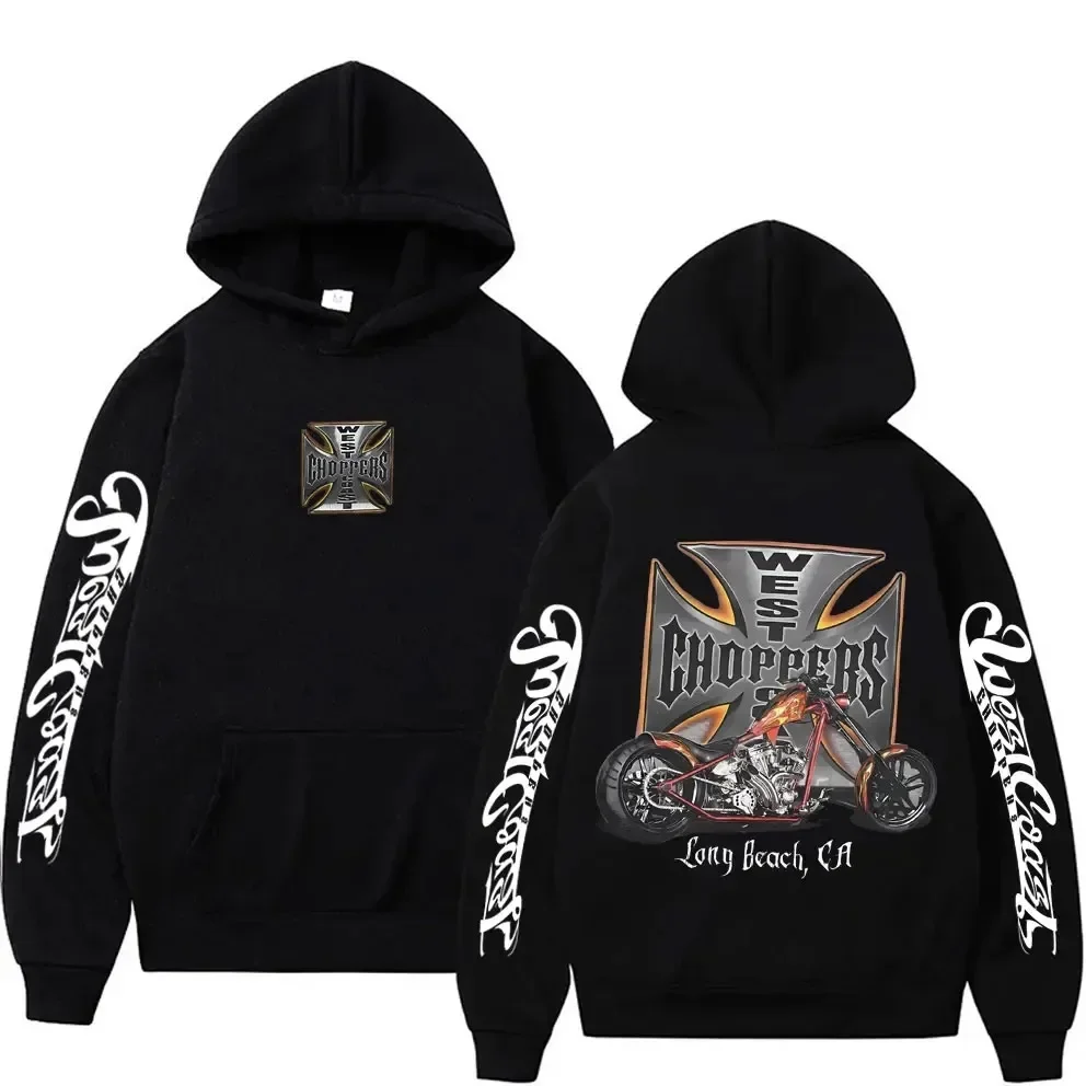 West Coast Chopper 로고 그래픽 까마귀 남성 빈티지 streetwear 남성 여성 긴 소매 대형 스웨트 남성 고딕 후드