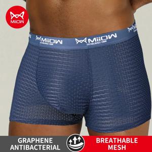 MiiOW 섹시한 남자 복서 반바지 속옷 메쉬 통기성 얼음 실크 남성 팬티 란제리 속옷 Boxershorts 플러스 크기 L-4XL 2022