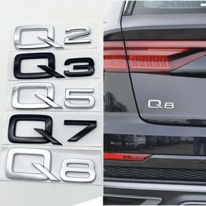 3d ABS 크롬 검은 글자 숫자 자동차 뒷 트렁크 부팅 엠 블 럼 스티커 배지 Q2 Q3 Q5 Q7 Q8 자동차 스타일링 액세서리