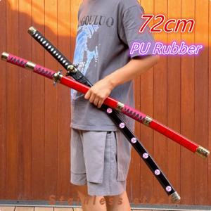 72cm 애니메이션 코스프레 로로노아 조로 카타나 검 PU 산다이 키테츠 검 롤플레잉 유키 사무라이 소품 파티 장난감 검