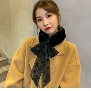 블랙 한국 레이스 패션 여성 인조 여우 모피 플러시 스카프, 잔디 칼라 모피 스카프, 넥 워머, 새로운 선물, 가을 겨울