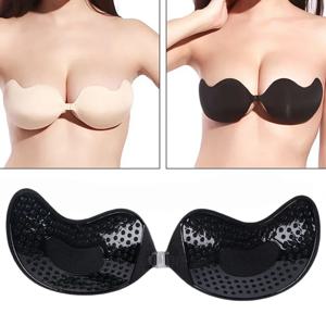 보이지 않는 Strapless 접착 스틱 브래지어 Strapless 푸시 업 브래지어 여성 란제리 원활한 실리콘 젖꼭지 커버 Bralette 속옷