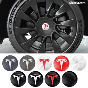 테슬라 모델 S Model3 모델 Y X 타이어 센터 커버 배지 데칼 액세서리에 대 한 4pcs 56mm 자동차 엠 블 럼 휠 허브 센터 캡 스티커