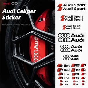 6PCS 자동차 브레이크 캘리퍼스 스티커 Audi Sline RS A3 A4 B8 8P 8V B6 A5 A6 C7 Q5 B9 B7 C6 A1 Q7 Q3 TT S3 S4 용 내열성 데칼