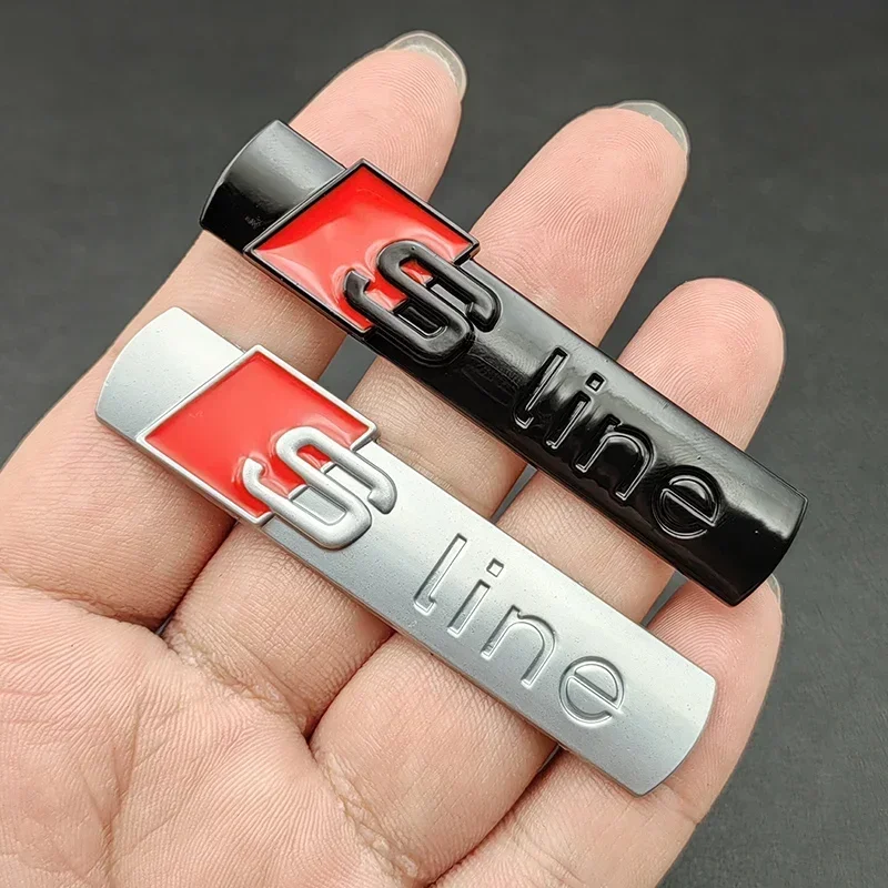 2pcs 3D 금속 Sline 로고 S 라인 엠블럼 자동차 펜더 배지 스티커 아우디 A1 A2 A3 A4 A5 A6 A7 Q2 Q3 Q5 Q7 SQ5 RS5 TT 액세서리