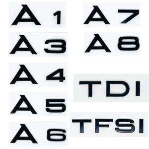 3D ABS 블랙 S 라인 A1 A3 A4 A5 A6 A7 A8 TDI TFSI 로고 엠블럼 자동 배지 트렁크 데칼 자동차 펜더 스티커 액세서리