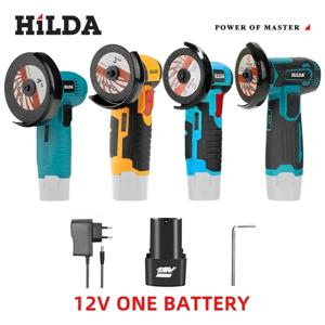 HILDA 12V 3/4 인치 리튬 전기 앵글 그라인더 폴리싱 머신 브러시리스/브러시 미니 커팅 머신 충전식 배터리