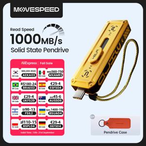 MOVESPEED 1090MB/s 솔리드 스테이트 펜 드라이브 USB3.2 Gen 2 Type C 플래시 드라이브 1TB 512GB 256GB 128GB PC 스마트폰 태블릿용 펜드라이브
