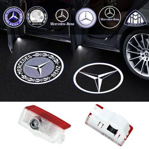 메르세데스 벤츠 A C E GLC GLA GLE GLB 클래스 W177 W205 W212 W213 X253 X156 W166 X247 용 2개 자동차 도어 웰컴 라이트 로고 엠블럼
