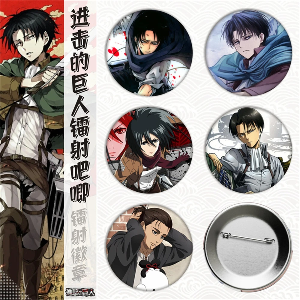58mm Anime Attack on Titan Eren Jaeger Grisha Jaeger 코스프레 의상 배지 핀 SPTE Tinplate Brooch ﻿   프롭 길프
