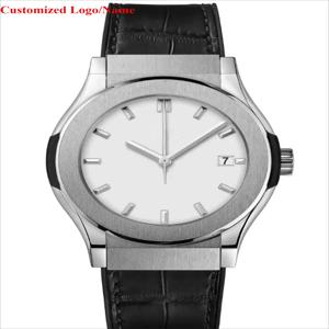 42mm 남성용 오토매틱 시계 기계식 블루 블랙 가죽 사파이어 야광 스테인리스 스틸 로즈 골드 시계 맞춤 제작