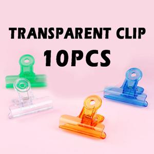 10pcs 투명 클립 색상 강력한 빌 편지지 재료 고정 라운드 헤드 클립 주최자 사무 용품 학교 용품
