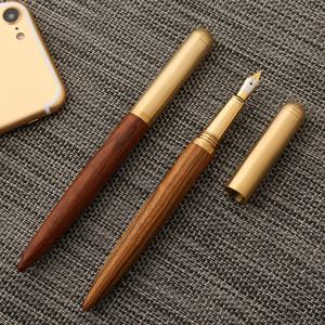 레트로 나무 청동 만년필 0.5mm Luxurry 나무 사무실 비즈니스 쓰기 미술 서예 펜 Office 편지지 선물 잉크 펜