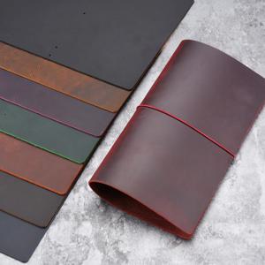 DIY 노트 커버 크레이지 호스 가죽 A5/A6/스탠다드/포켓/여권 사이즈 여행자 저널 커버 (엘라스틱 밴드 포함)