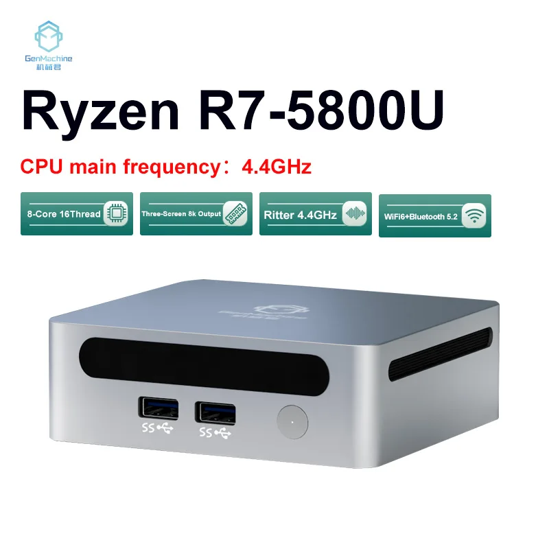 GenMachine AMD Ryzen 7 5800U Windows 11 Ryzen 미니 PC DDR4 16/32GB 256/512GB SSD WIFI6 RTL8852, BT5.2 Diy 게임용 컴퓨터