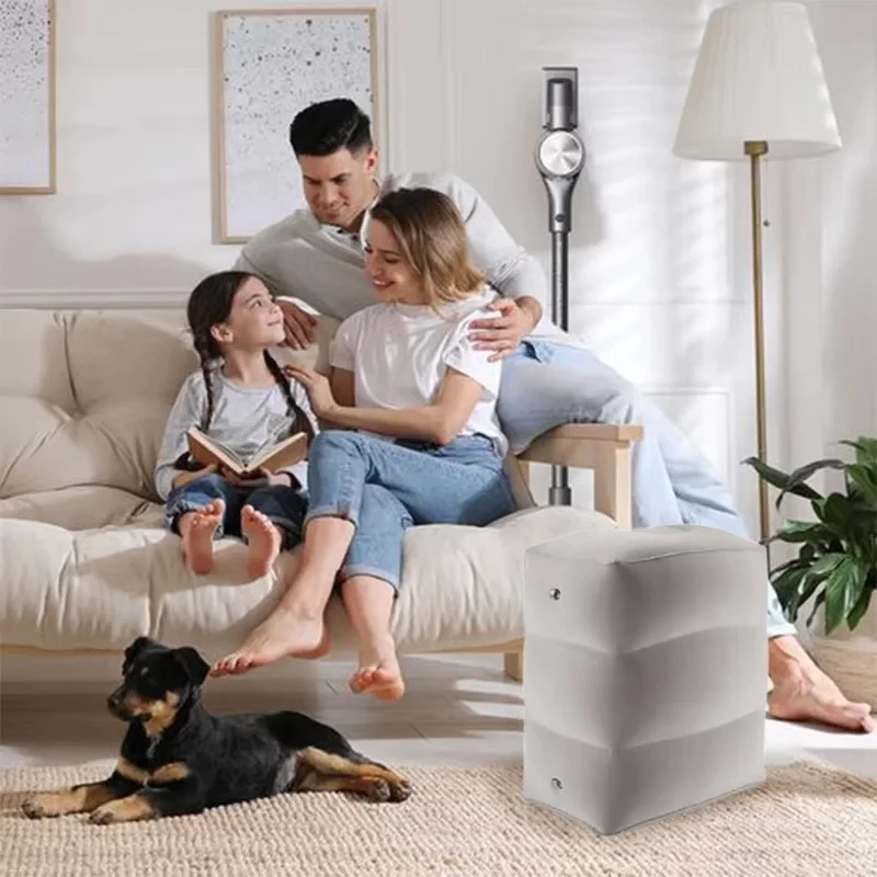 여행용 휴대용 1개입 에어 발받침 쿠션, 높이 조절 가능한 3단계 발받침대, 다리 쿠션