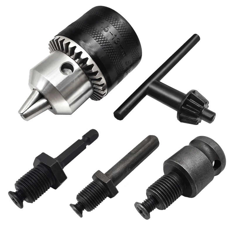 1.5-13mm 드릴 척, 1/2-20UNF 마운트 임팩트 드라이버 비트 척 변환 육각 섕크/SDS-Plus 소켓 사각 어댑터(척 키 포함)