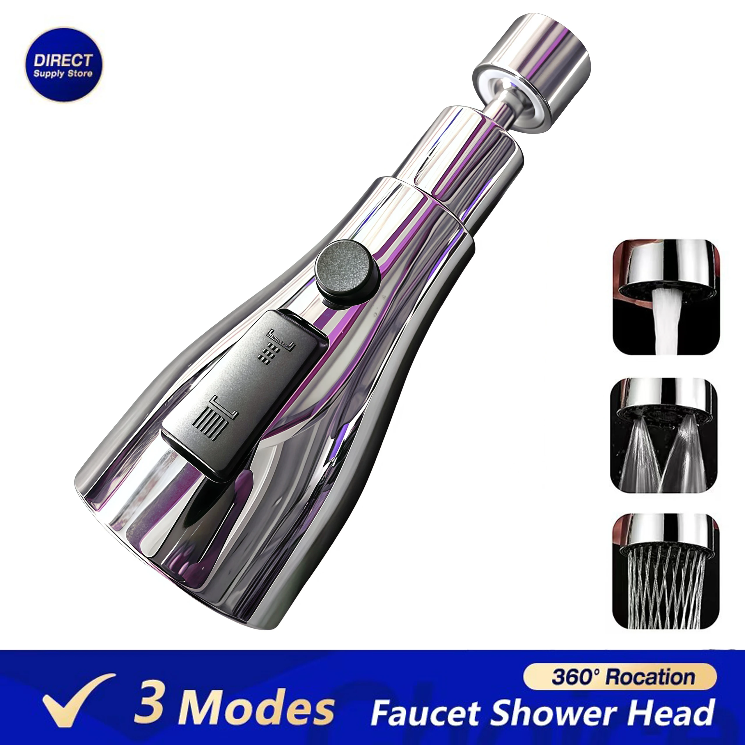 조절 가능한 360도 회전 주방 수도꼭지 에어레이터 물 절약 듀얼 모드 스프레이어 필터 디퓨저 커넥터