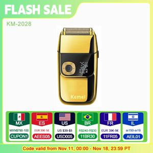 Kemei 남성용 LED 방수 전기 호일 면도기, 올 메탈 2 인 1 호일 트리머, 3 단 조절 가능