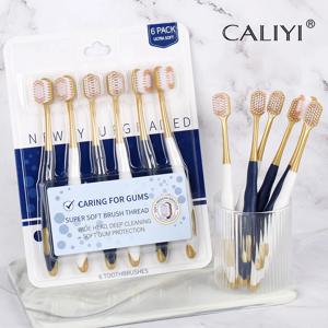 6pcs 칫솔 중간 부드러운 강모 치아 미백 가족 칫솔 여행 파티를위한 치과 구강 관리
