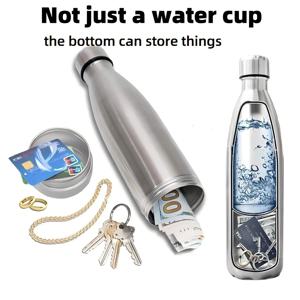 HEE RAK 750ml 비밀 숨겨진 강철 물병 구획 은닉 장소 카드 키용 보관함 숨기기 현금 안전한 돈 상자