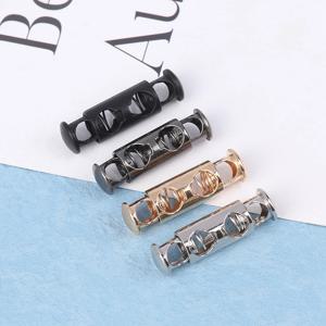10Pcs 금속 이중 구멍 머리 스프링 버클 코드 잠금 탄성 조정 버클 강화 패스너 잠금 바느질 도구