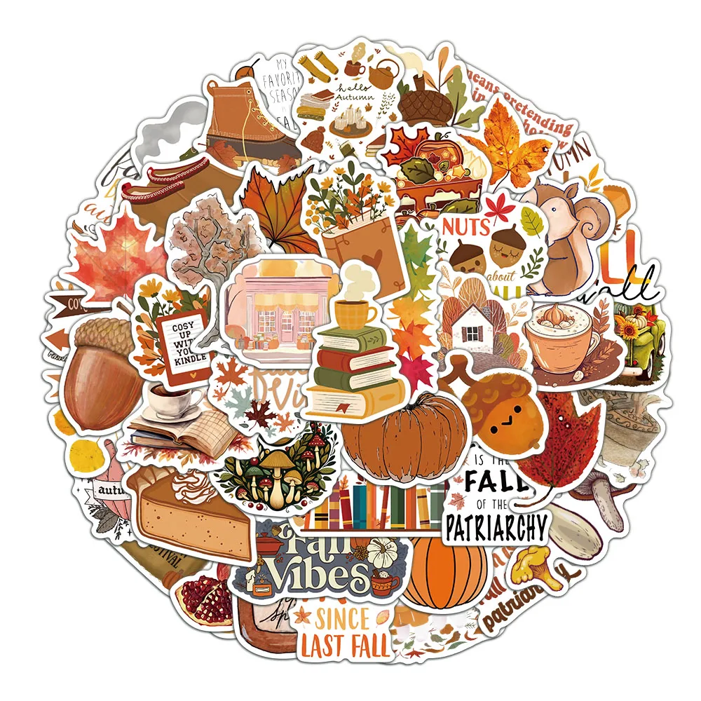 50PCS 크리 에이 티브 가을 그림 스티커 노트북 핸드북 전화 케이스 iPad 컵 스티커