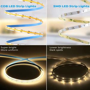 COB LED 스트립 램프 5V 5M 고밀도 유연한 LED 테이프, 터치 디밍, 캐비닛 주방 장식.
