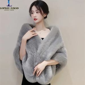 새로운 가을 여성 오픈 스티치 솔리드 컬러 Shawls 가짜 모피 몰려 들고 짧은 케이프 여성 겨울 Pashmina 랩