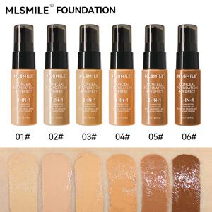 MLSMILE 6 컬러 파우더 파운데이션 오래 지속되는 방수, 보습 땀 방지 및 쉽게 열 수 있는 오일 컨트롤 컨실러