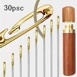 노인용 바늘없는 바늘 블라인드 바늘, 스레딩 나무 바늘 카트리지 보관 카트리지, 30 개