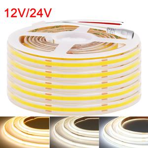 12V 24V 방수 COB LED 스트립 조명 3000K 4000K 6000K IP67 유연한 Led 테이프 480LED/m 5m 10m 20m 0.5m 1m 2m 선형 조명