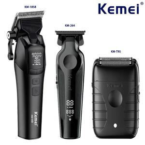 Kemei KM-1858 9000RPM 10W 헤어 클리퍼, KM-264 충전식 전기 트리머, 남성용 이발사 키트 용 기존 KM-T95 면도기