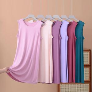 플러스 사이즈 모달 탱크 원피스 여름 여성 홈웨어 드레스, 편안한 잠옷, 올 매치 라지 사이즈, XL ~ 8XL