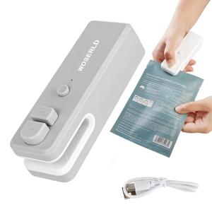 2 In 1 미니 USB 충전식 휴대용 히트 인감 스낵 비닐 봉투 씰링 기계 가방 실러 칩 가방 식품 저장