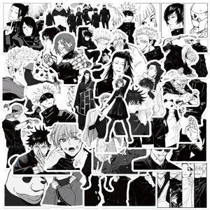 50PCS 애니메이션 Jujutsu Kaisen 스티커 흑백 스타일 낙서 스티커 DIY 자동차 전화 노트북 스케이트 보드 기타 스티커