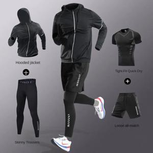 3-7Pcs 남성용 아이스 섬유 빠른 건조 러닝 피트니스 풀 세트/정장 트랙 슈트 마라톤, 트레이닝 사이클링, 조깅, 체육관, 스웨트 팬츠