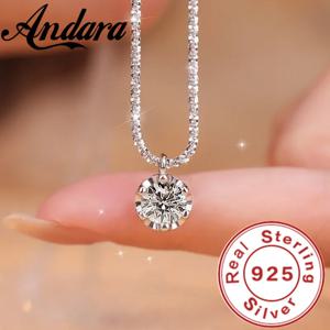 Andara 럭셔리 925 스털링 실버 AAAAA 지르콘 펜던트 목걸이 패션 이탈리아 실버 목걸이 여성 쥬얼리