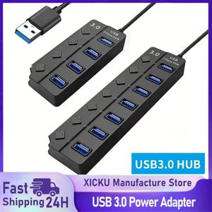 LED 표시기가 있는 4/7포트 USB 3.0 허브 노트북 플래시 드라이브 하드 디스크 프린터 카메라 키보드용 독립 스위치 제어