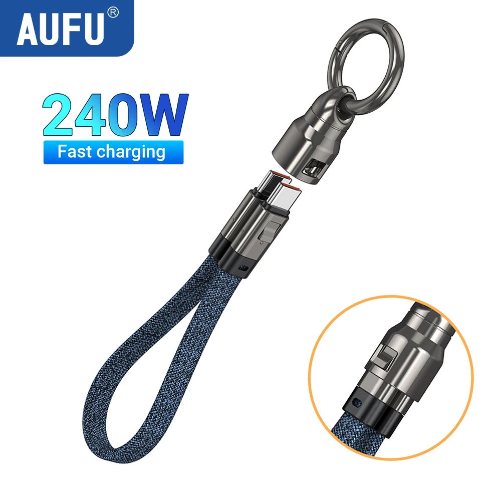 AUFU 짧은 USB C 케이블 240W 5A 고속 충전 USB C-C 코드 편조 충전기 코드 유형 C for iPhone Samsung Galaxy iPad MacBook