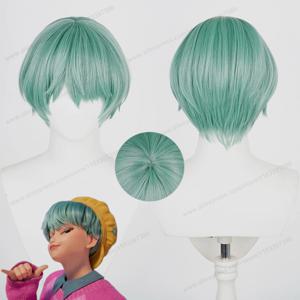 Saja Boys Baby 코스프레 합성 가발 30cm 짧은 녹색 남성 헤어 애니메이션 내열 가발