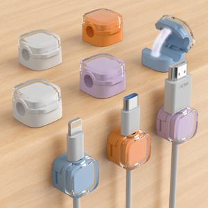 컬러 마그네틱 충전기 사무실 책상 케이블 클립 8개 세트, 햇빛 색상의 USB 충전 케이블 정리함, 마그네틱 플러그 후크,