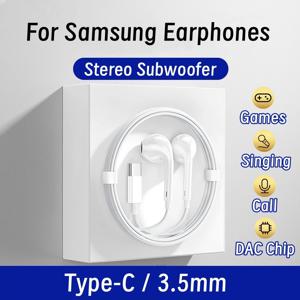 삼성 갤럭시 S25 S24 S23 S21 S22 울트라 플러스 3.5mm 이어 버드 HD 마이크 헤드폰 A54 A34 A53 A53 용 기존 유형 C 유선 이어폰