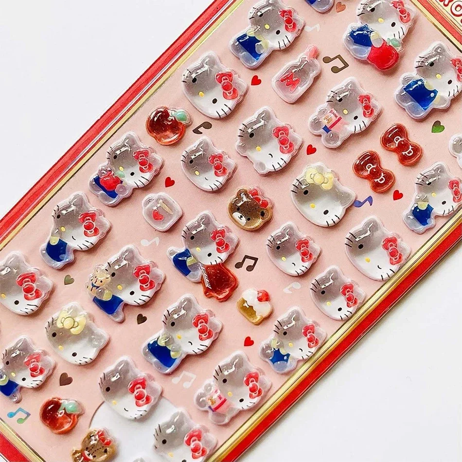 7 스타일 애니메이션 Sanrio Kuromi Hellokitty Hangyodon Cinnamoroll 3D투명 젤리 스티커 크리스탈 장식 스티커 케이스diy 장난감