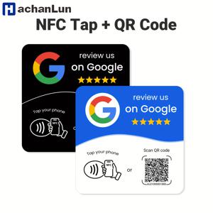 하찬룬 프로그래밍 가능 NFC 215 스퀘어, 구글 리뷰 카드 NFC 스테이션 테이블 13.56Mhz QR 코드 편집 가능 스탠딩 카드