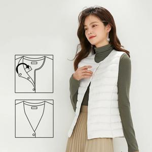 스트리트 패션 여성 민소매 조끼 90% 화이트 오리 여성 슬림 따뜻한 내부 초경량 Packable 다운 라이너 자켓